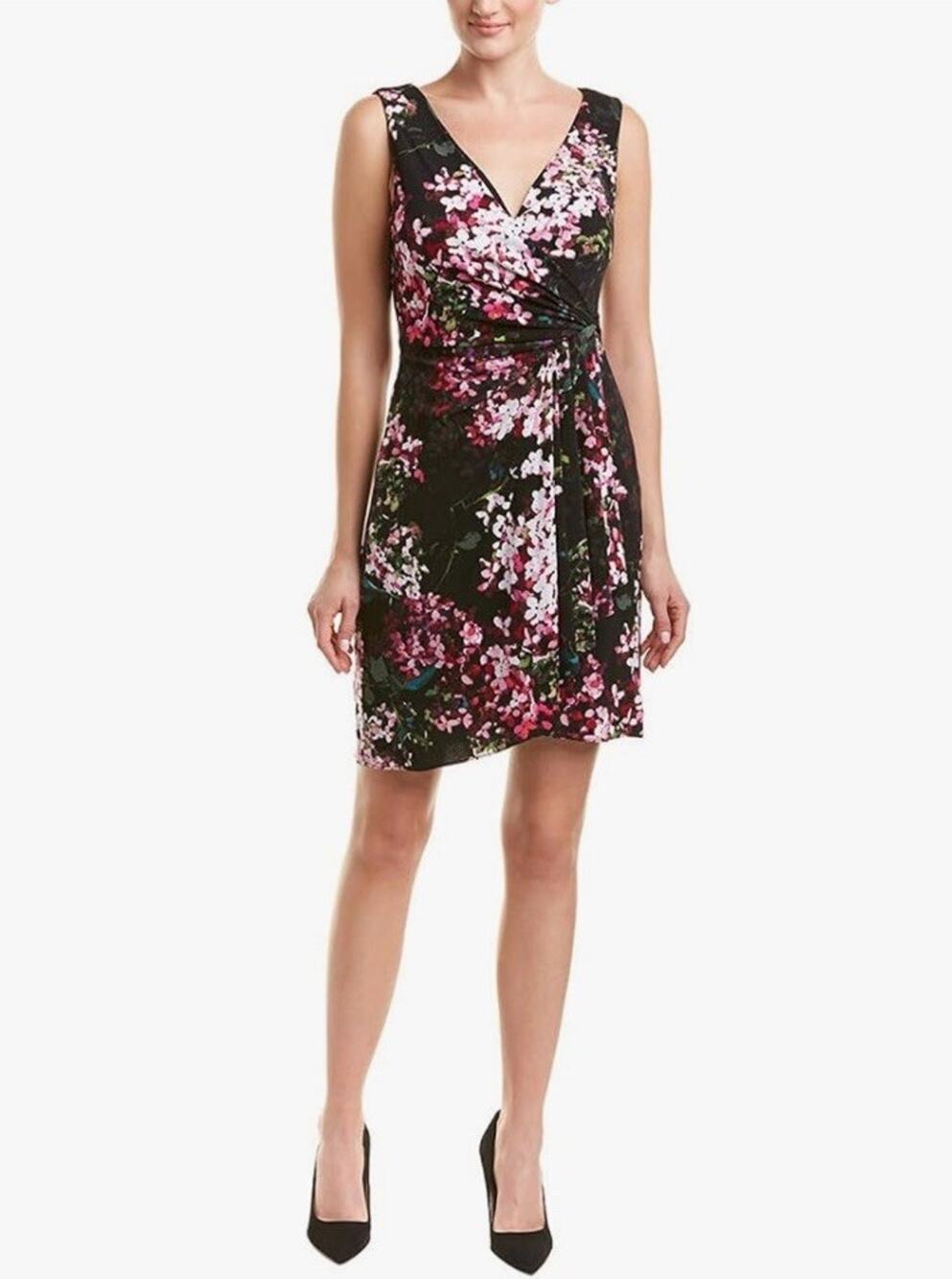 Adrianna Papell Women's Feminine Floral Print Jersey Fit and Flare Dress - Sz 8
